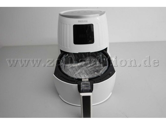HAUSLIEBE LF1 Airfryer (1500 W, 1 Heißluftfritteuse, digitales Display, ohne Öl, einfach zu bedienen und reinigen, für 2-3 Personen, 3.5 Liter) weiß, geöffnet