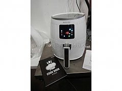 HAUSLIEBE LF1 Airfryer (1500 W, 1 Heißluftfritteuse, digitales Display, ohne Öl, einfach zu bedienen und reinigen, für 2-3 Personen, 3.5 Liter) weiß, eingeschaltet.
