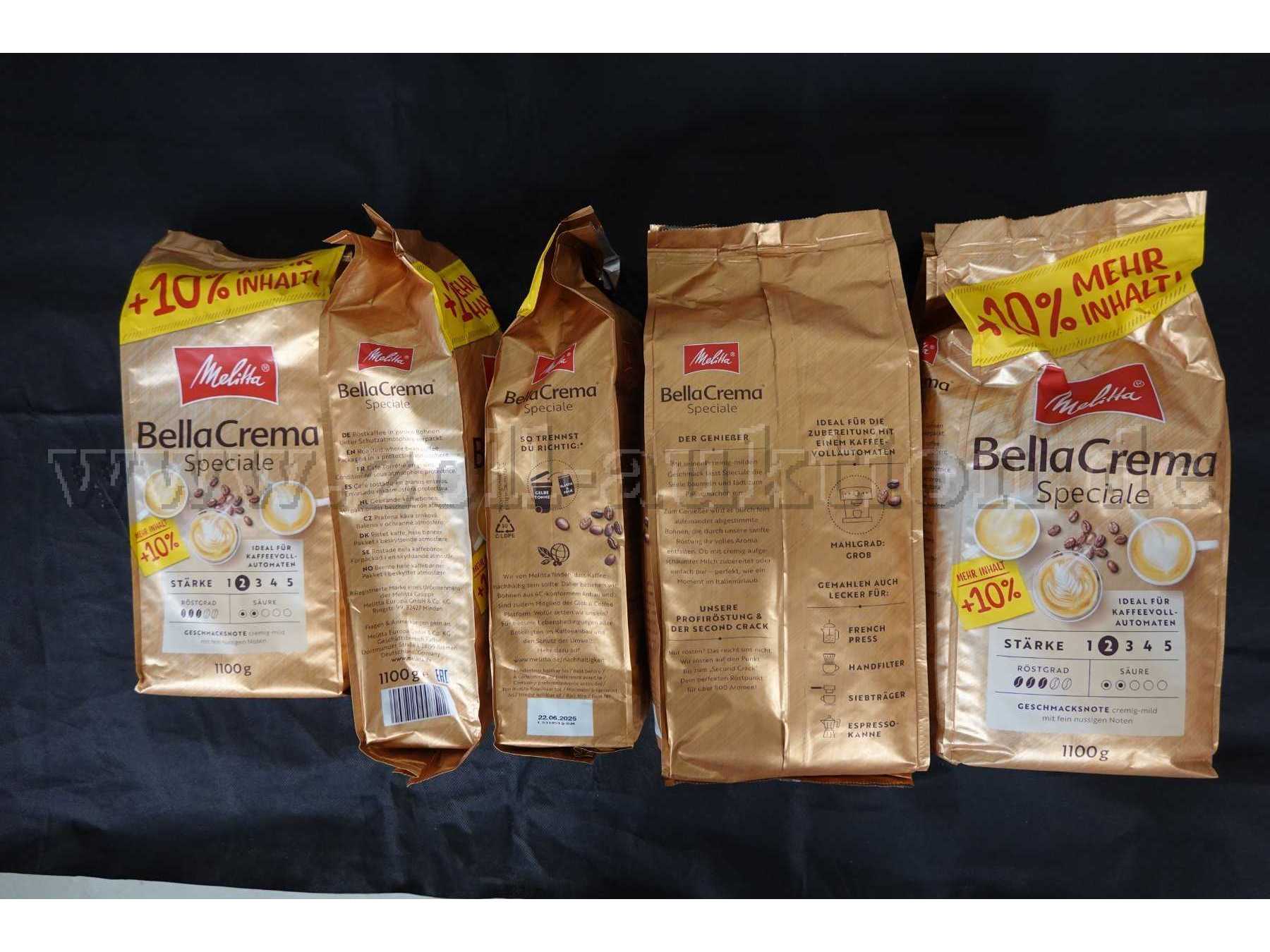 8 Beutel Kaffeebohnen Melitta Bella Crema Speciale 1,1 Kg
MHD 22.06.2025