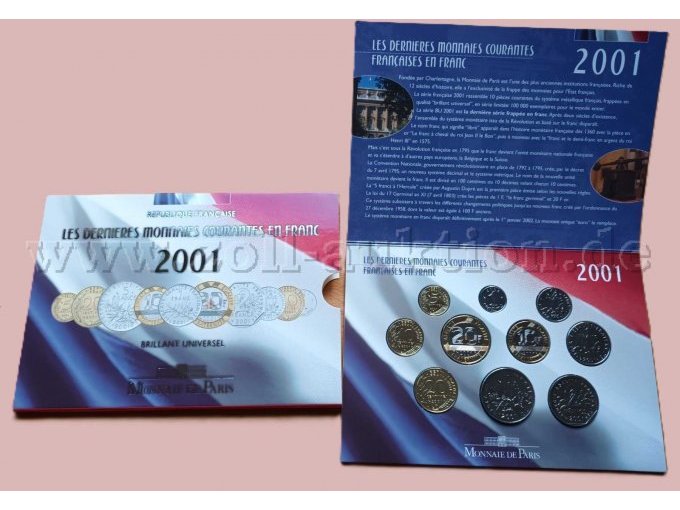 Kursmünzensatz Frankreich 2001