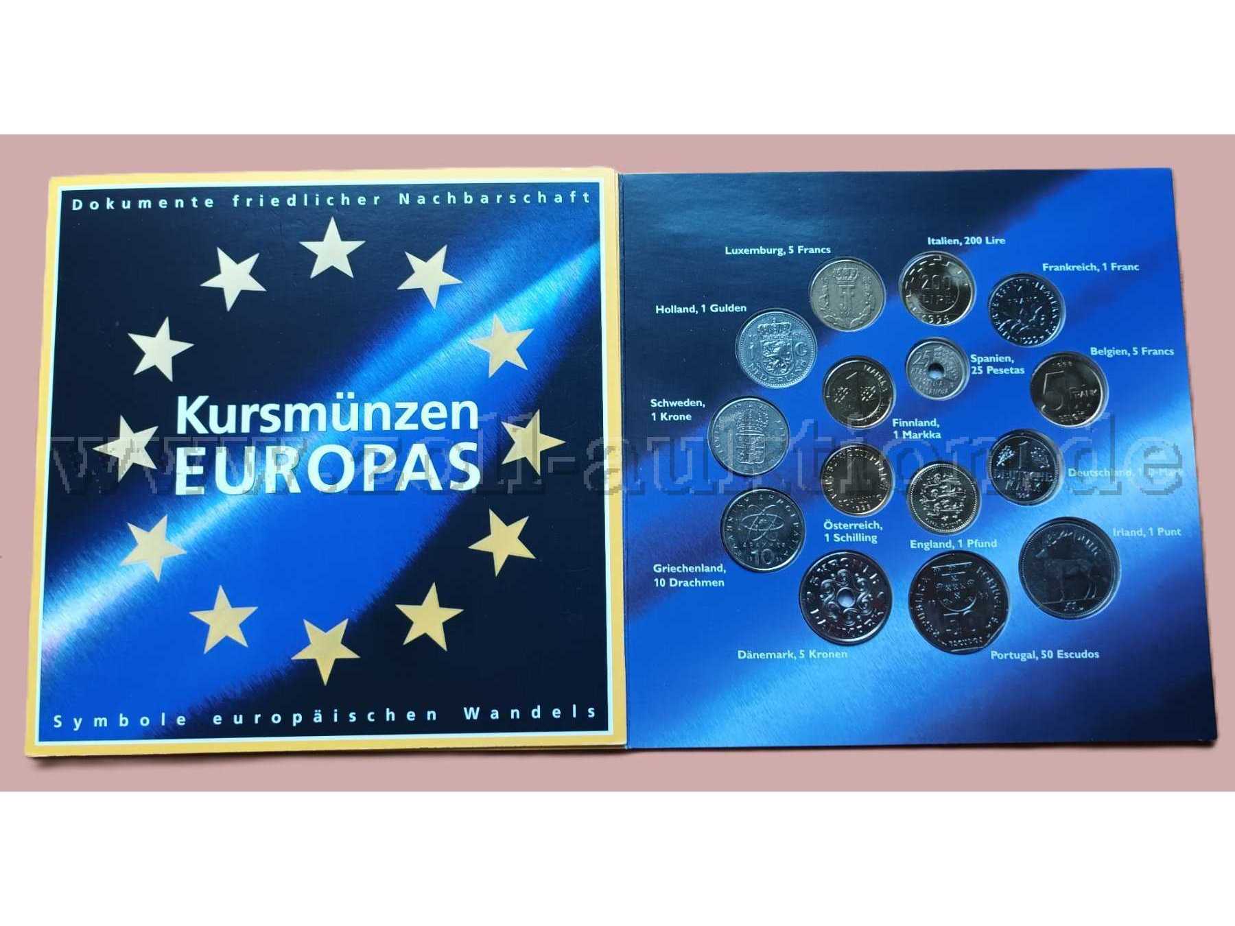 Kursmünzen Europas vor Euroeinführung
