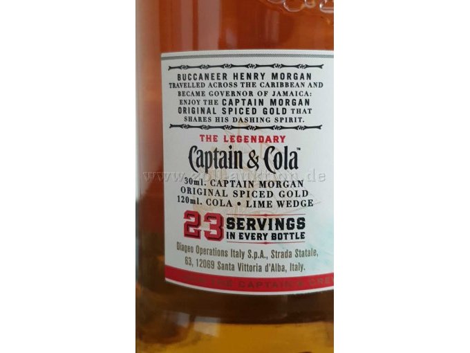 Detailansicht Herstellerinformationen Capitain Morgan