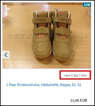 Hier steht die Rest-Dauer der Auktion. Hier steht die Rest-Dauer der Auktion.